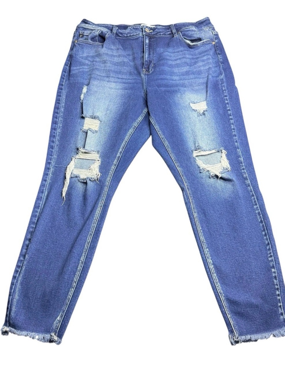 Kancan Estilo Distressed Ankle Jeans Stretch Plus Size Womens 24 Med Wash